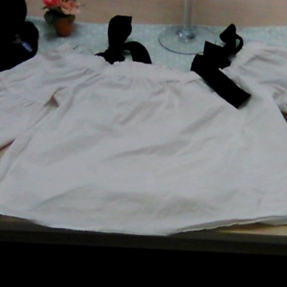 Off shoulder top with black ribbon